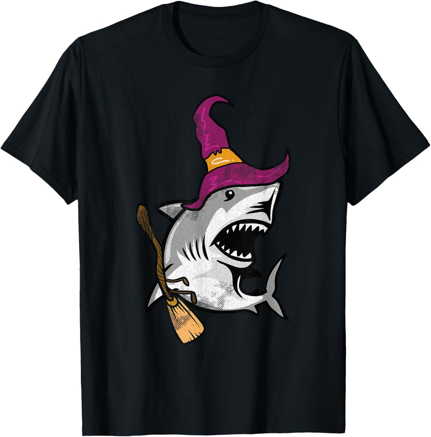 Shark Witch Lazy Halloween Costume Cute Sea Ocean Animal T-Shirt - T-Shirt | Black