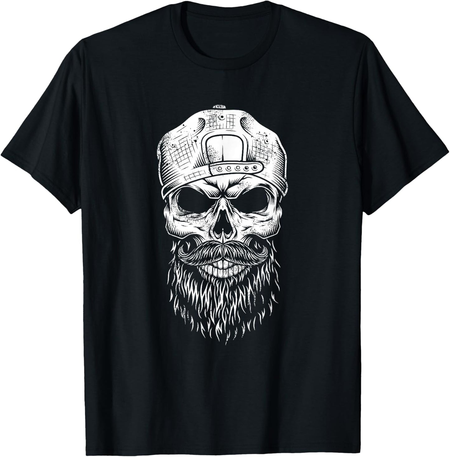 Grungy Hipster Bearded Skull - Beard Lover - Hipster Gift T-Shirt - T-Shirt | Black