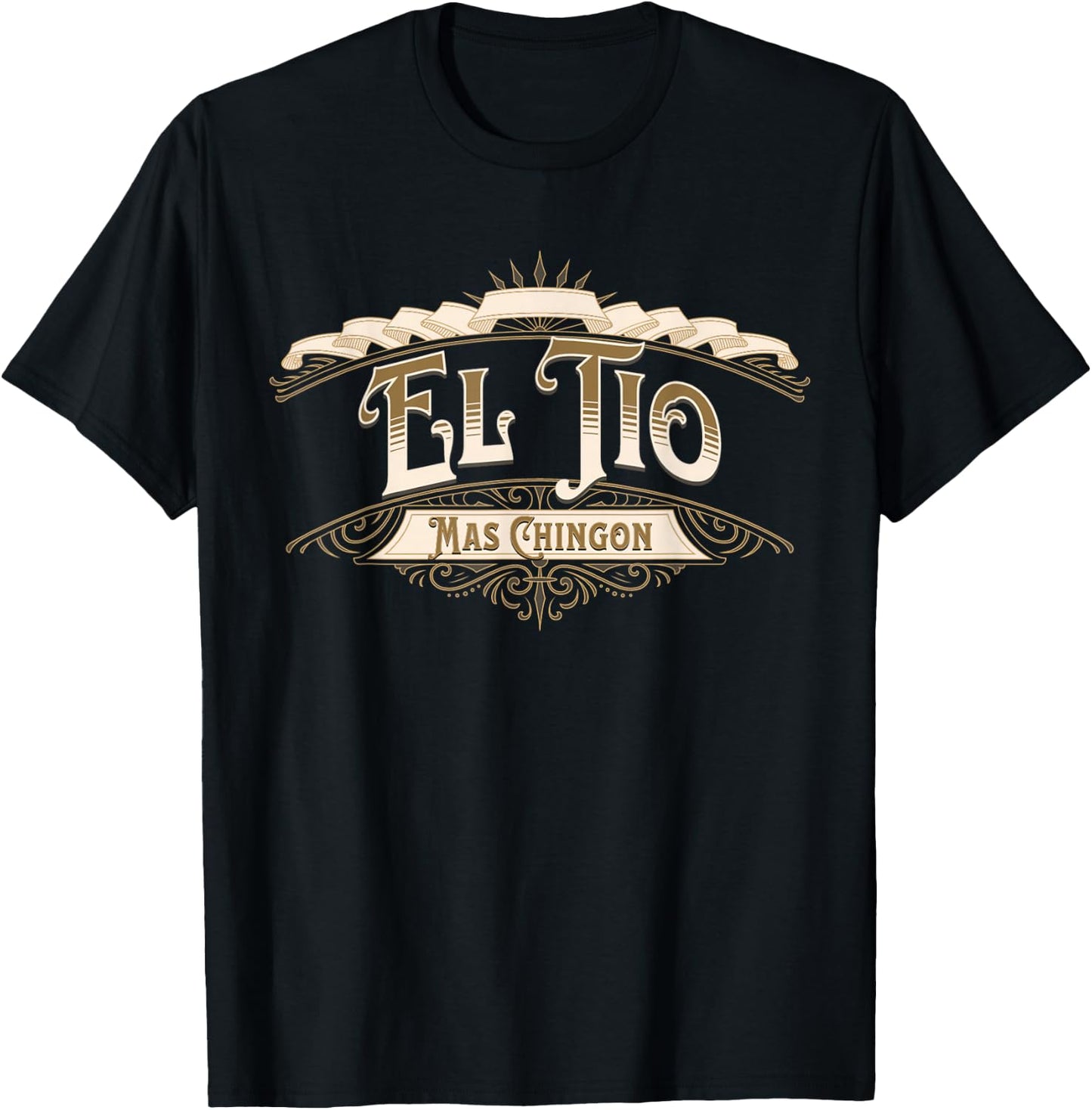 Latinaware: Beautiful and Fun Designs EL TIO MAS CHINGON Black Cotton Blend - Men's Small - Short Sleeve - - Classic Fit - Cultural Theme, Matching Set T-Shirt - T-Shirt | Black