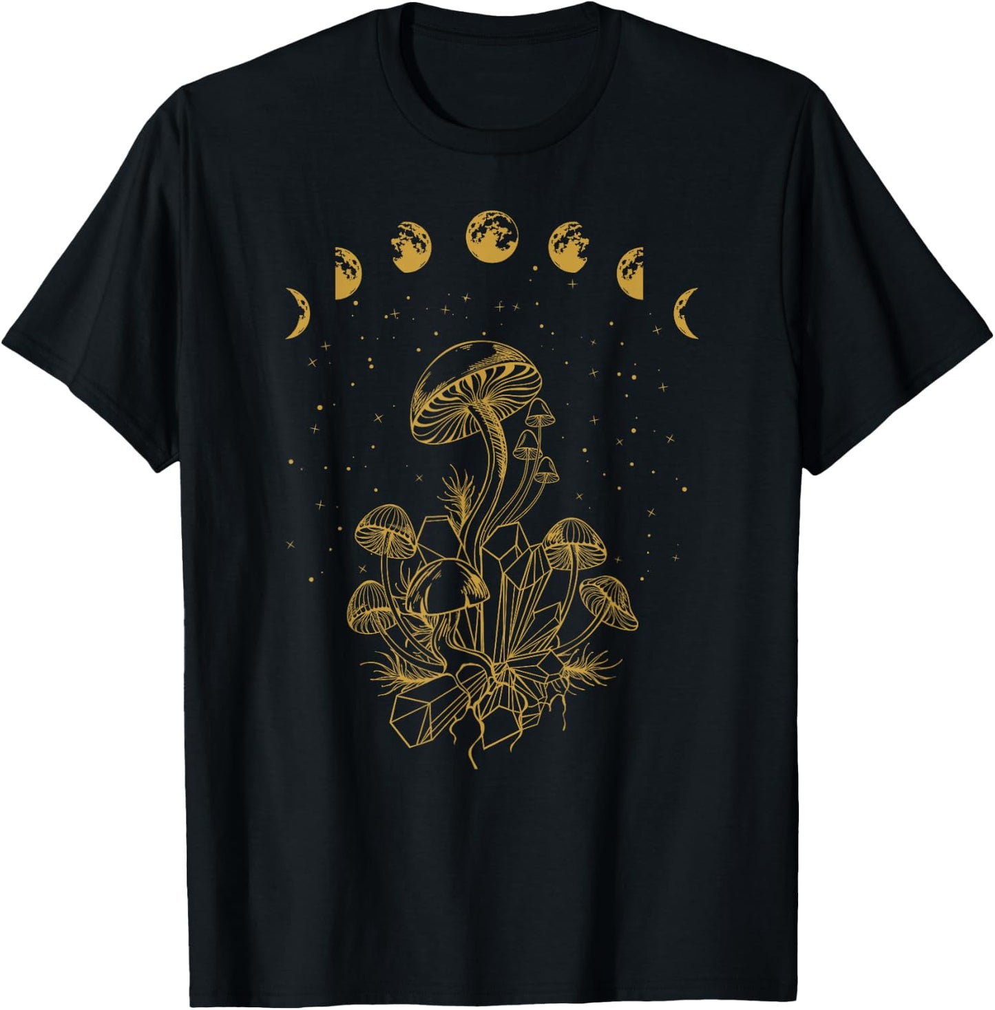 Mushrooms Fungi Moon Phases T-Shirt - T-Shirt | Black