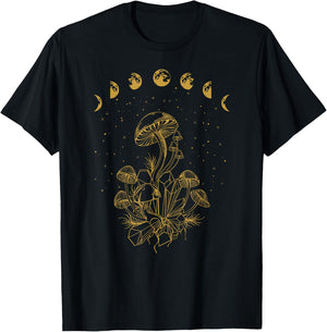 Mushrooms Fungi Moon Phases T-Shirt - T-Shirt | Black