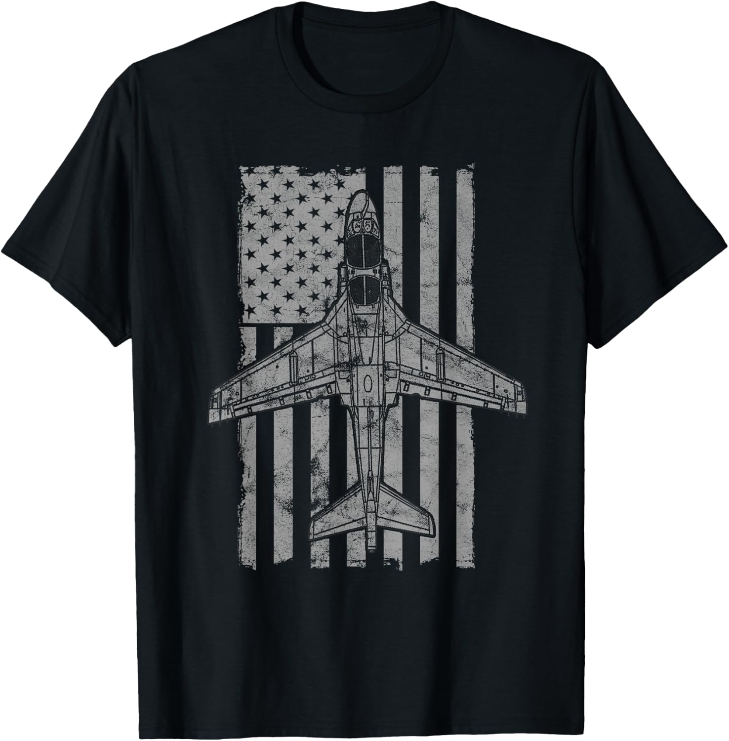 EA-6B Prowler Military Airplane Vintage Flag T-Shirt - T-Shirt | Black