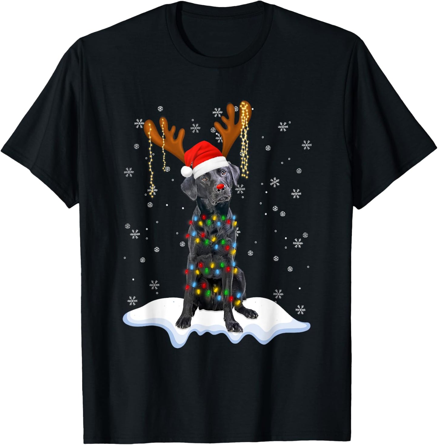 Black Lab Labrador Christmas Tree Light Pajama Dog Xmas Men Women Kids T-Shirt - T-Shirt | Black