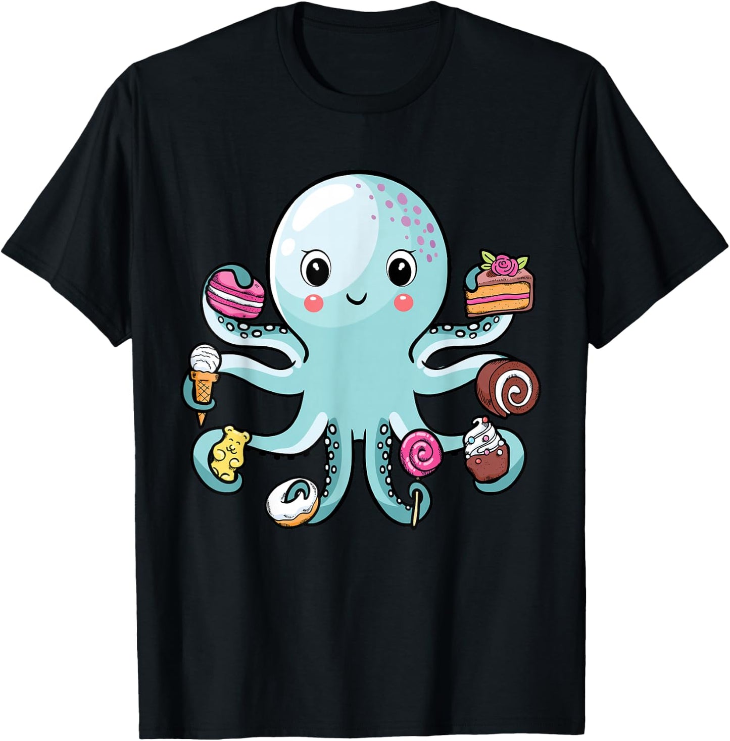Octopus Octopus Cake Tentacles Marine Animals Children T-Shirt - T-Shirt | Black