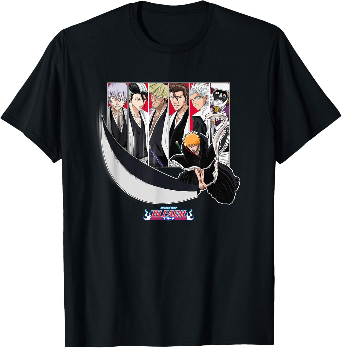 Bleach Ichigo Slash with Characters Anime T-Shirt - T-Shirt | Black