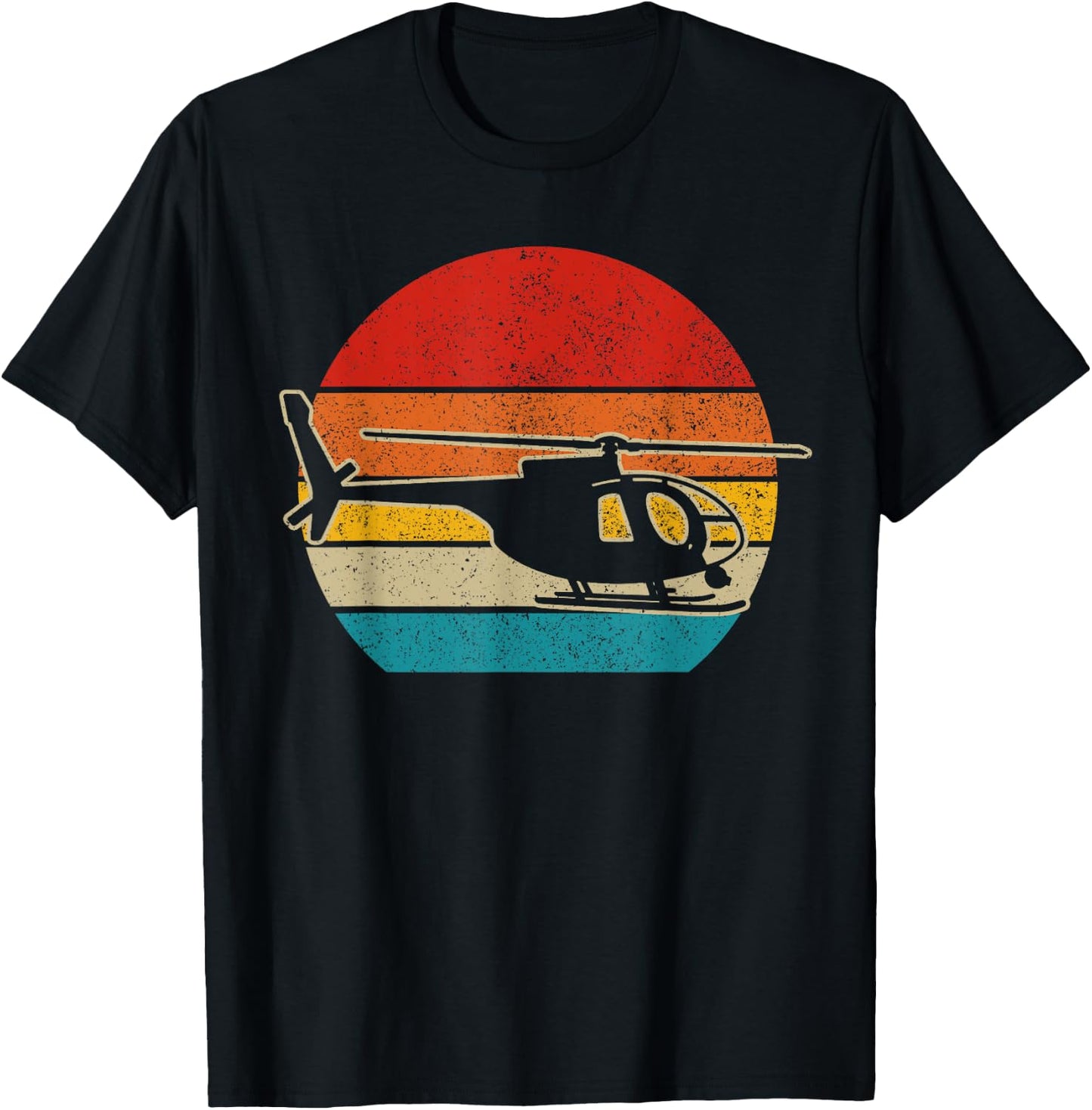 Vintage Helicopter Pilot Retro Aviation T-Shirt - T-Shirt | Black