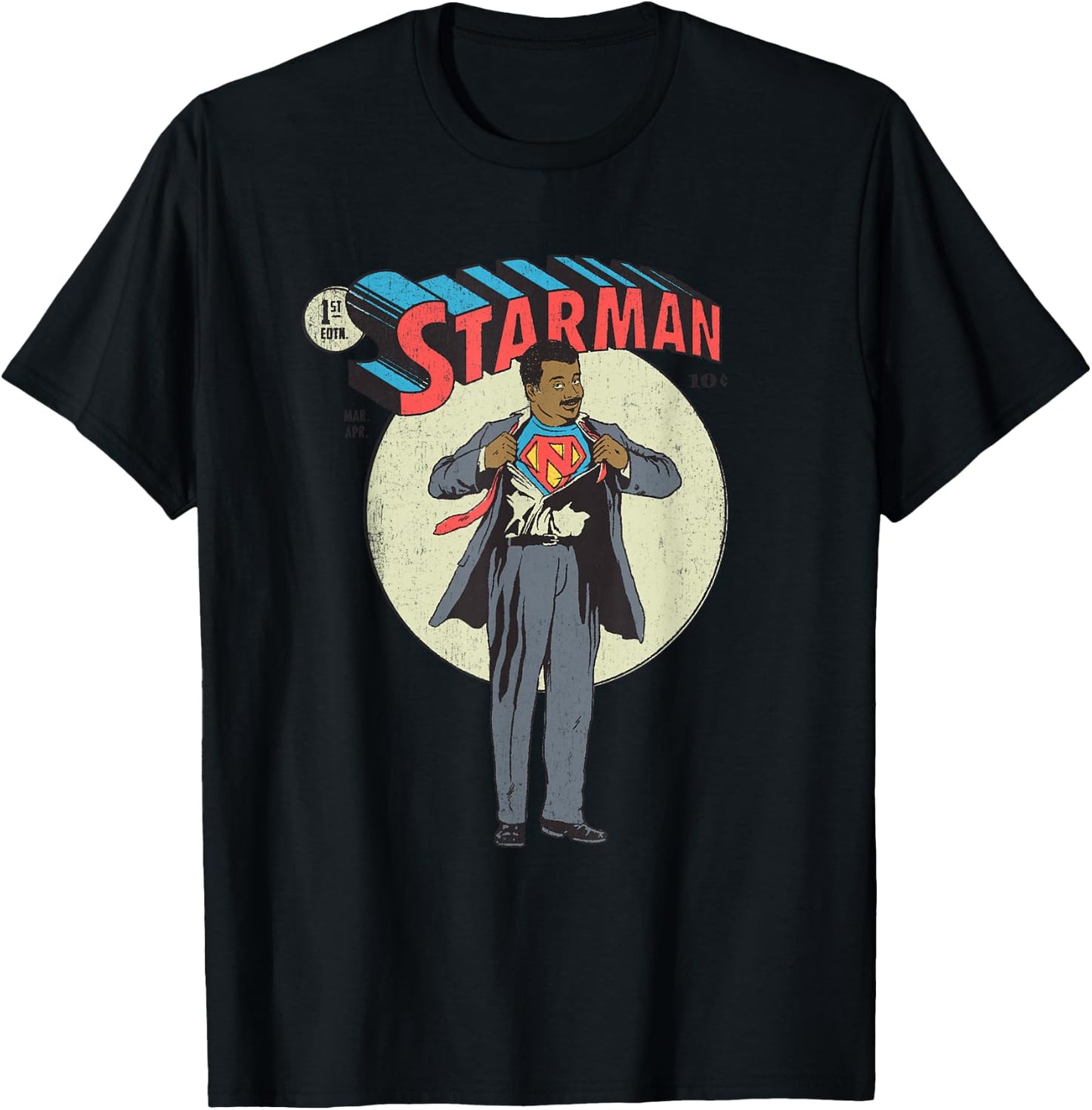 Starman Neil de Grasse Tyson Super Hero Comics Cover T-Shirt - T-Shirt | Black