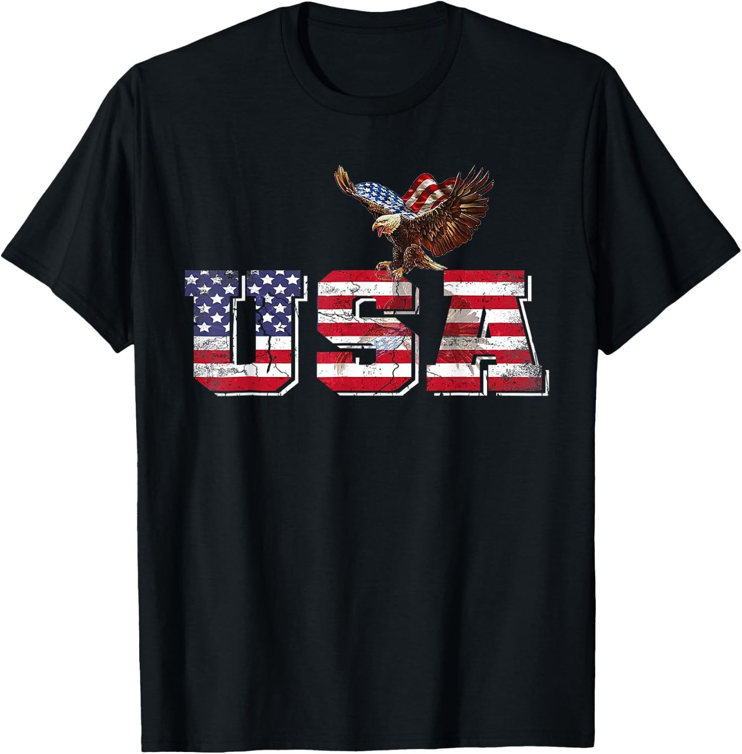 USA American Flag Patriotic 4th of July Eagle Women T-Shirt - T-Shirt | Black