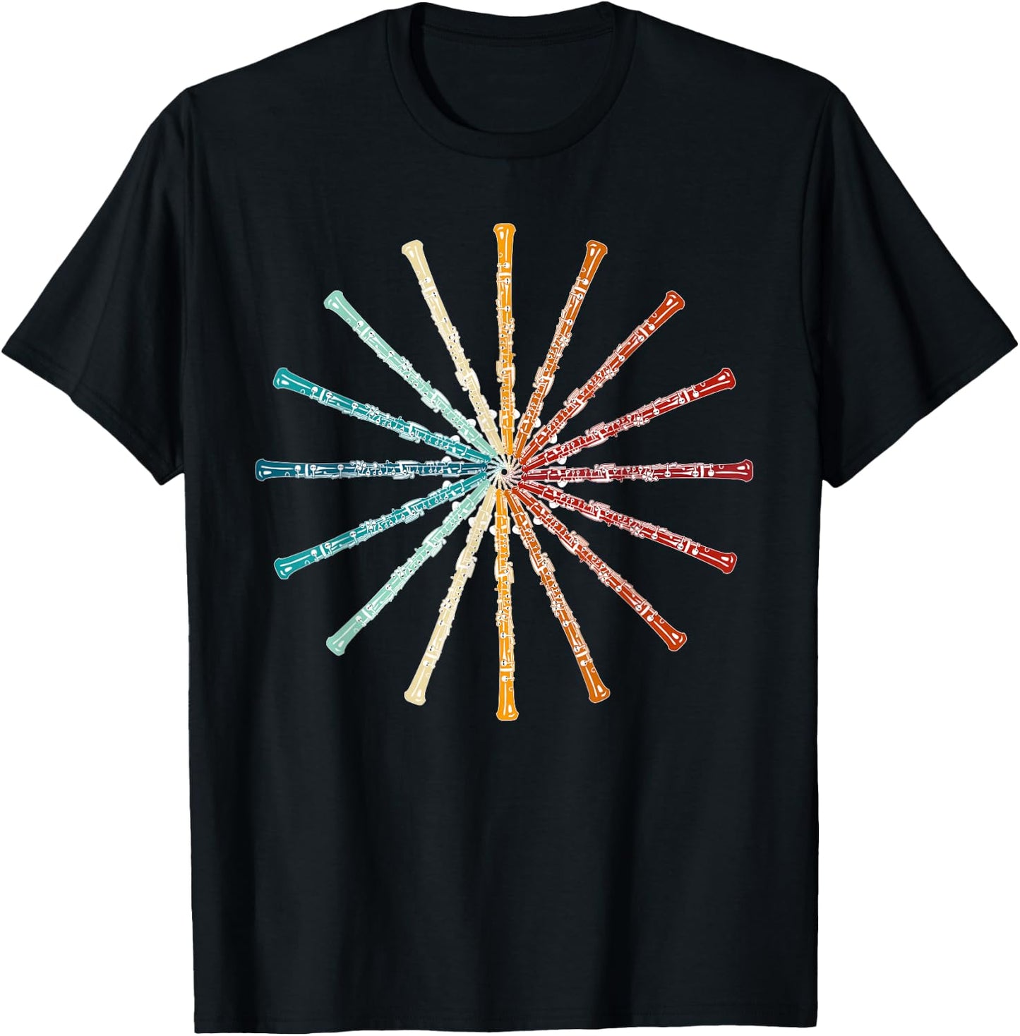 Irreverent Funny Oboe Retro Rainbow - Oboe Player Orchestra Band -Adults T-Shirt - T-Shirt | Black