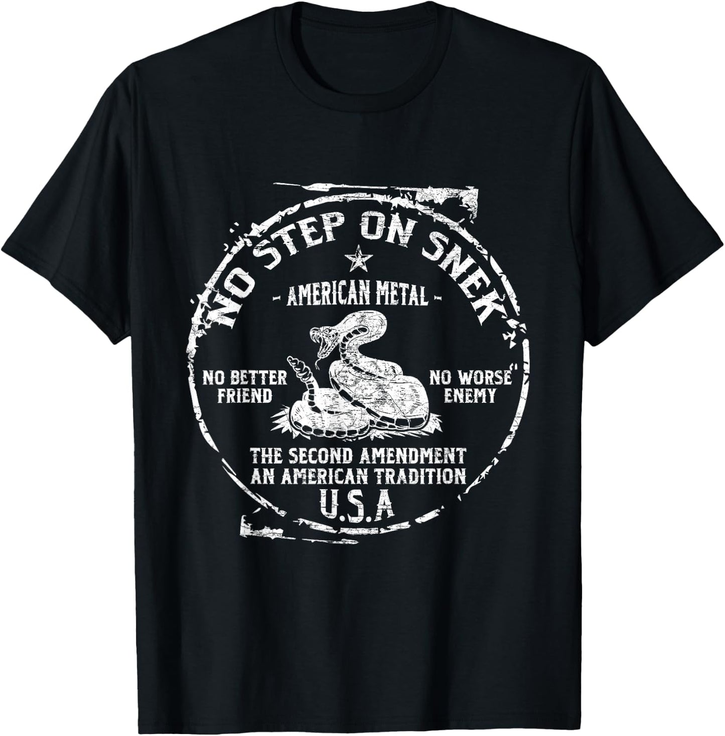 No Step On Snek - USA Patriotic Gift Women Kids Men T-Shirt - T-Shirt | Black