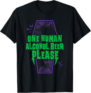 One Human Alcohol Beer - Funny Goth Vampire - Distressed T-Shirt - T-Shirt | Black