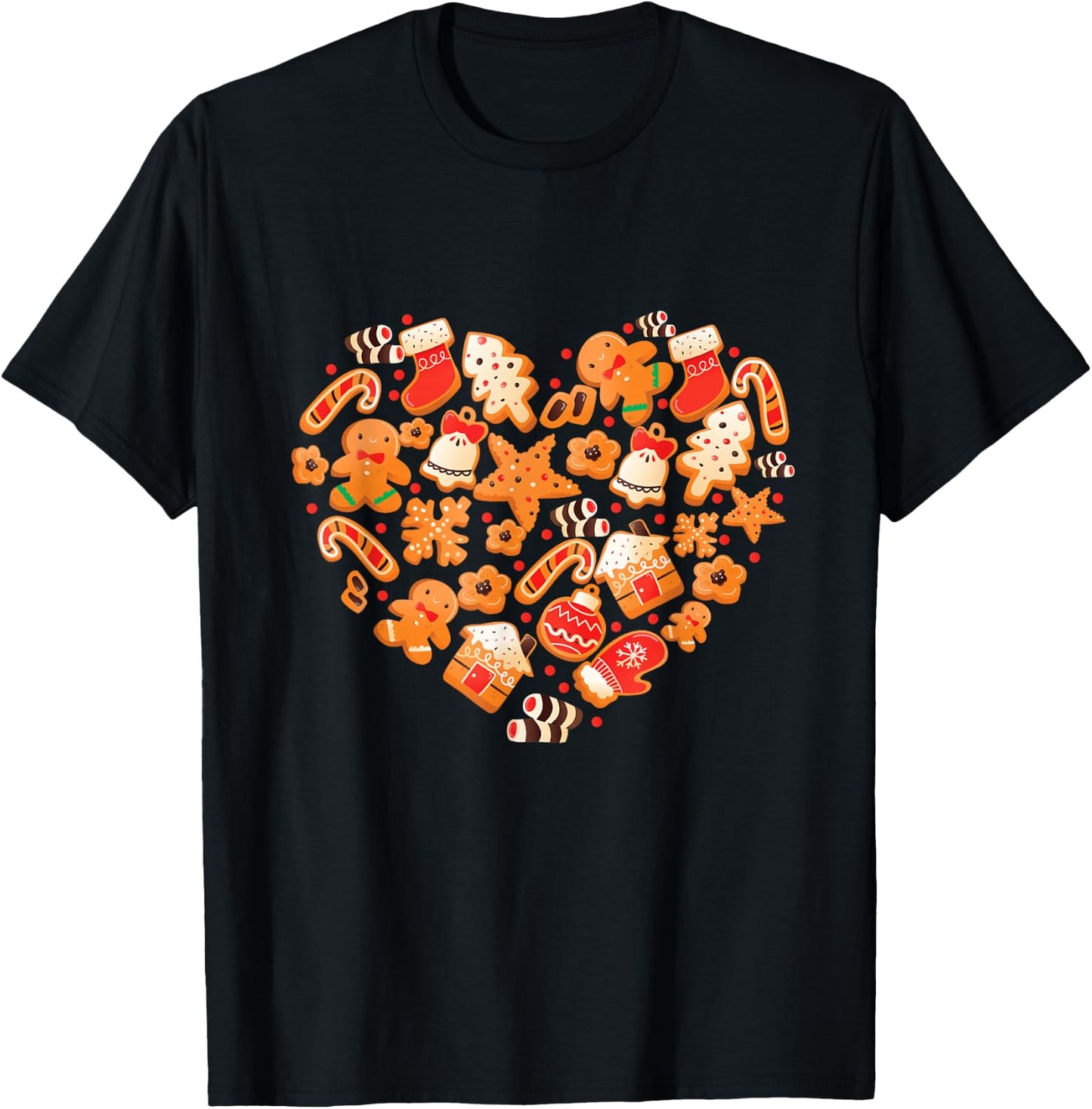Bake Baking Gingerbread Man Christmas Cookie Heart T-Shirt - T-Shirt | Black