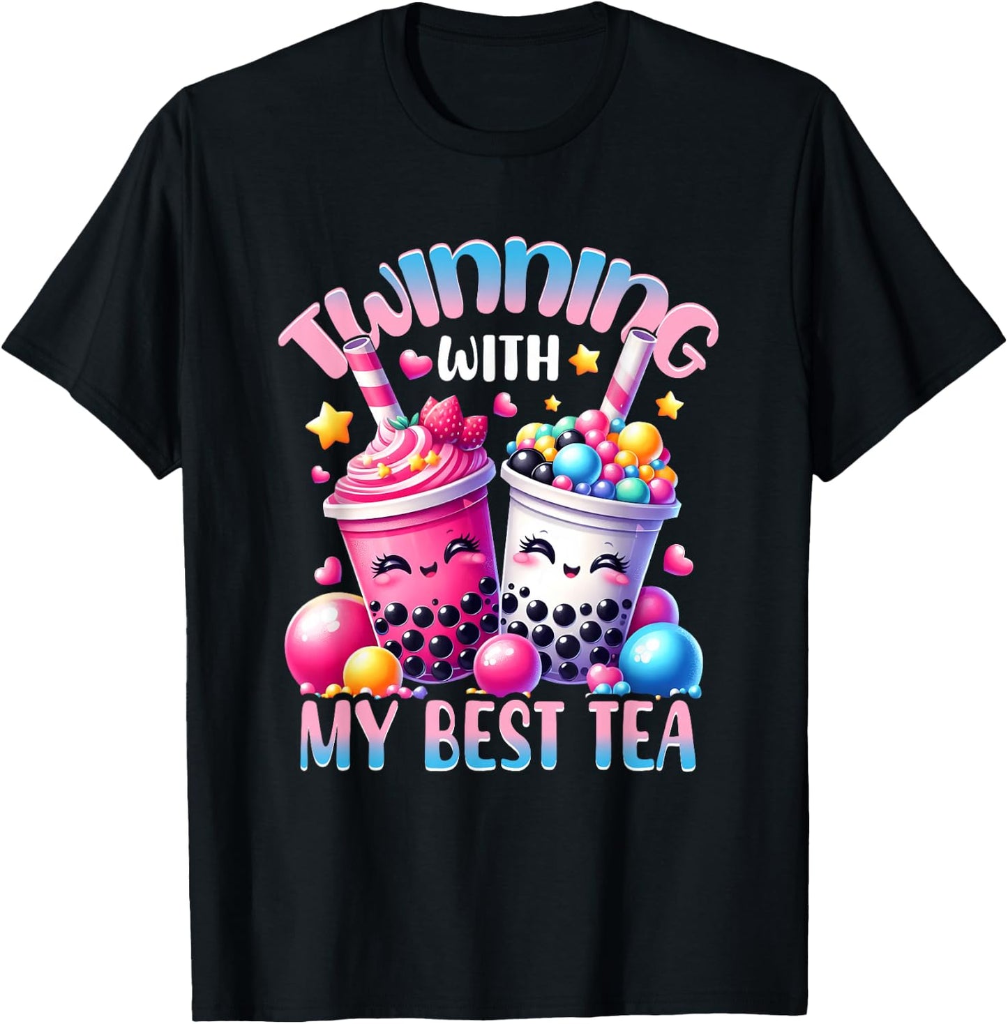 Partnership with My Best Tea Bubble Tea Boba Bestie Friendship T-Shirt - T-Shirt | Black