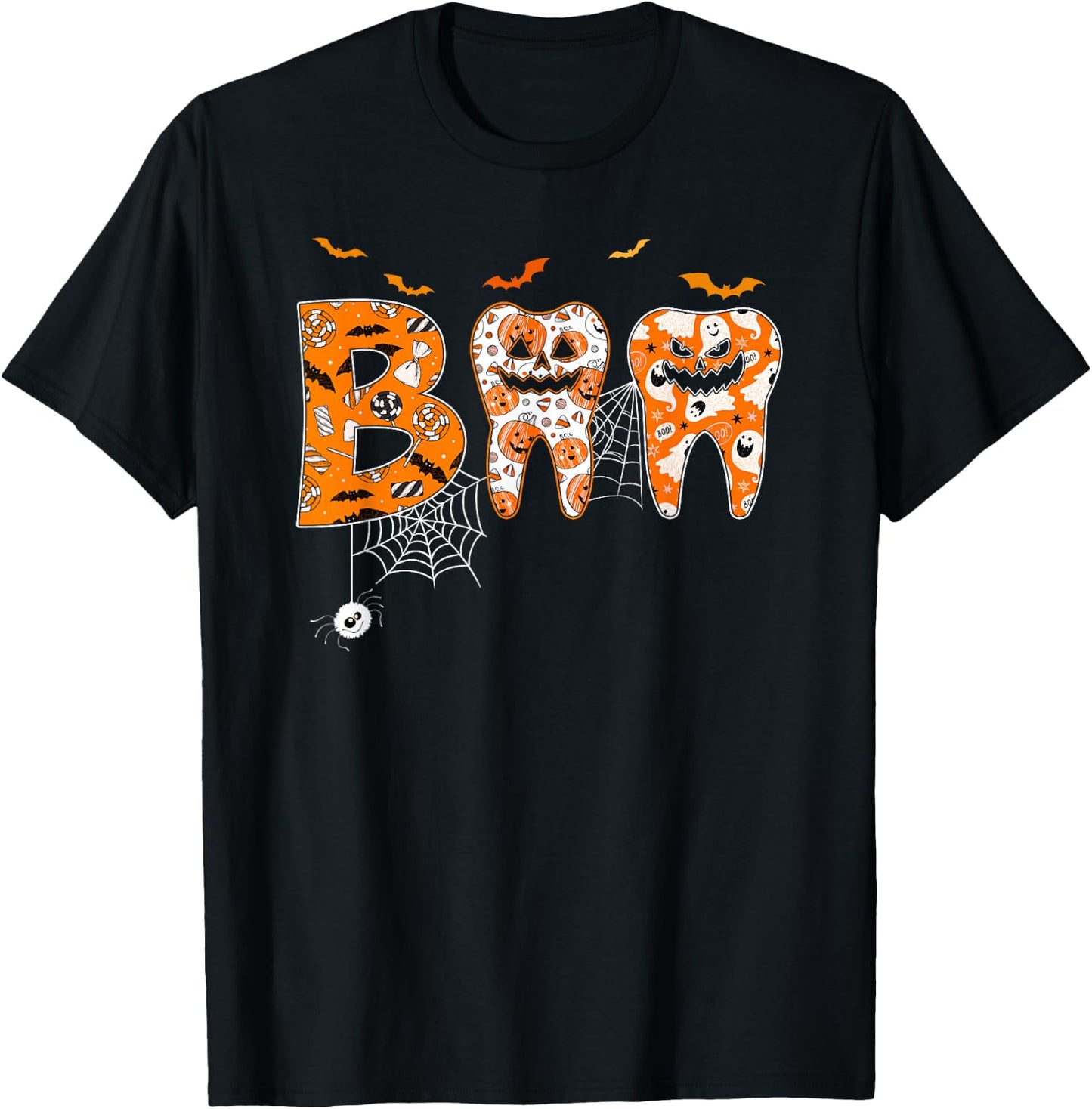 Boo Teeth Pumpkin Dentist Dental Hygienist Halloween Costume T-Shirt - T-Shirt | Black