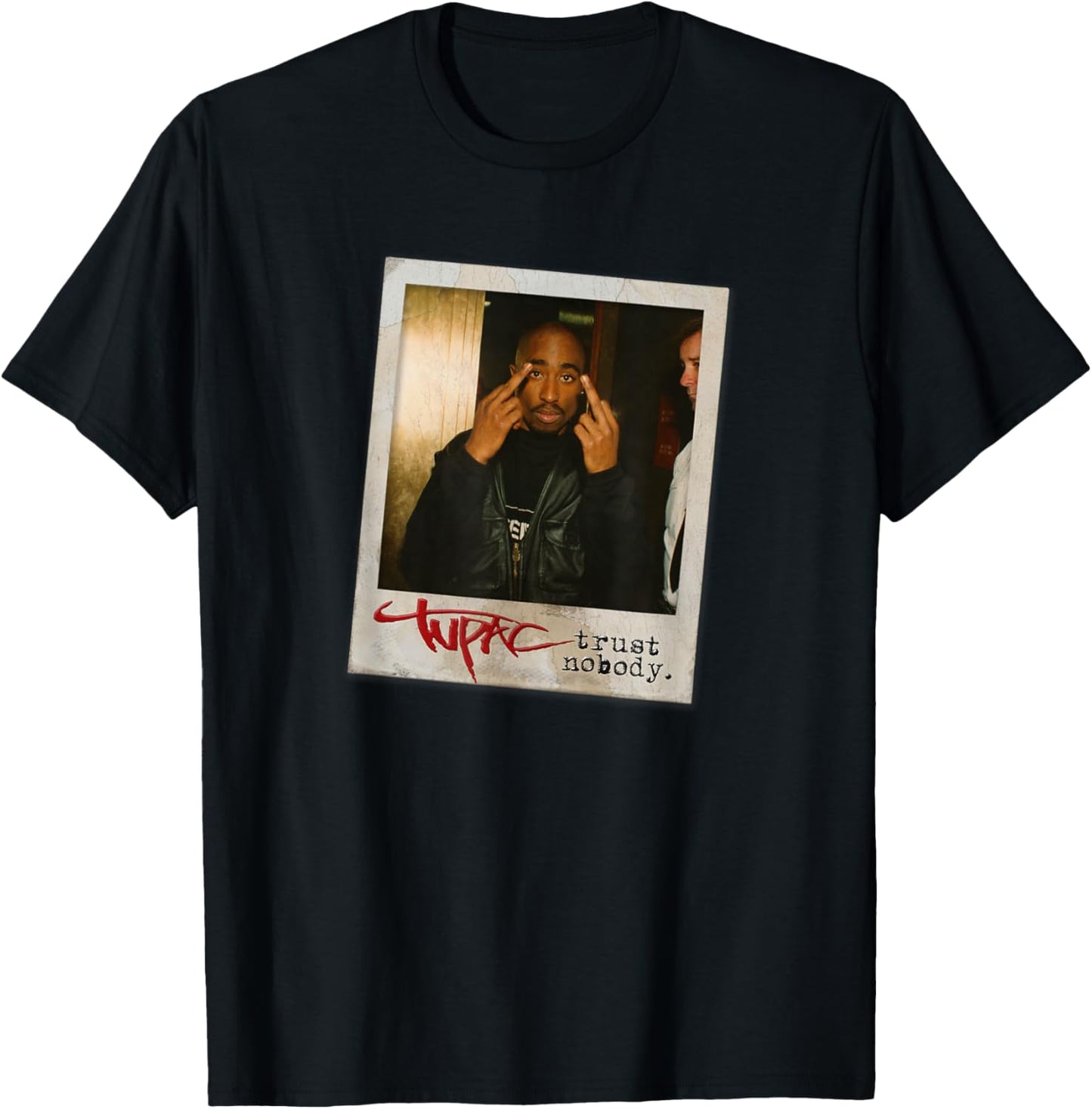 TUPAC SHAKUR Trust Nobody Photo , -Adult, Black, Small, Short Sleeve, Cotton 50% Polyester 50% T-Shirt - T-Shirt | Black