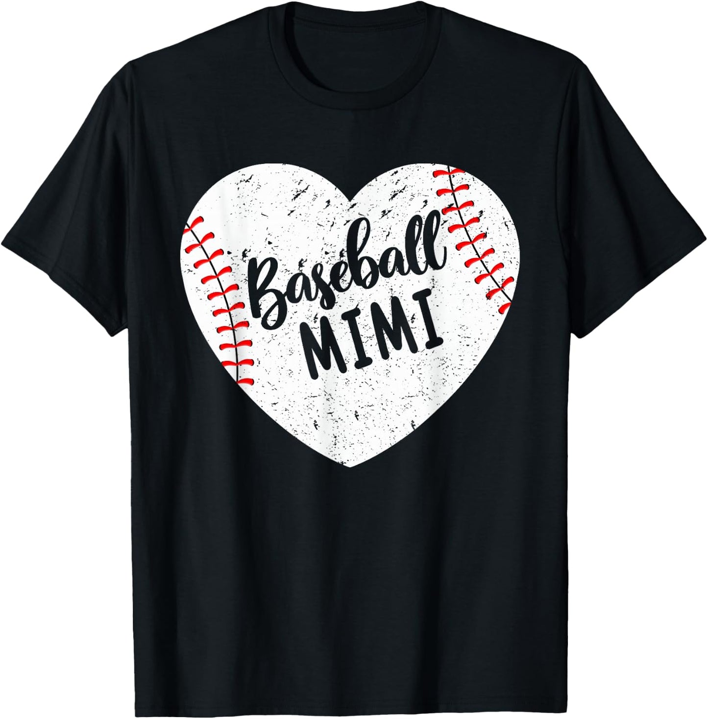 Baseball Mimi Retro Heart Baseball Grandma Mother's Day T-Shirt - T-Shirt | Black