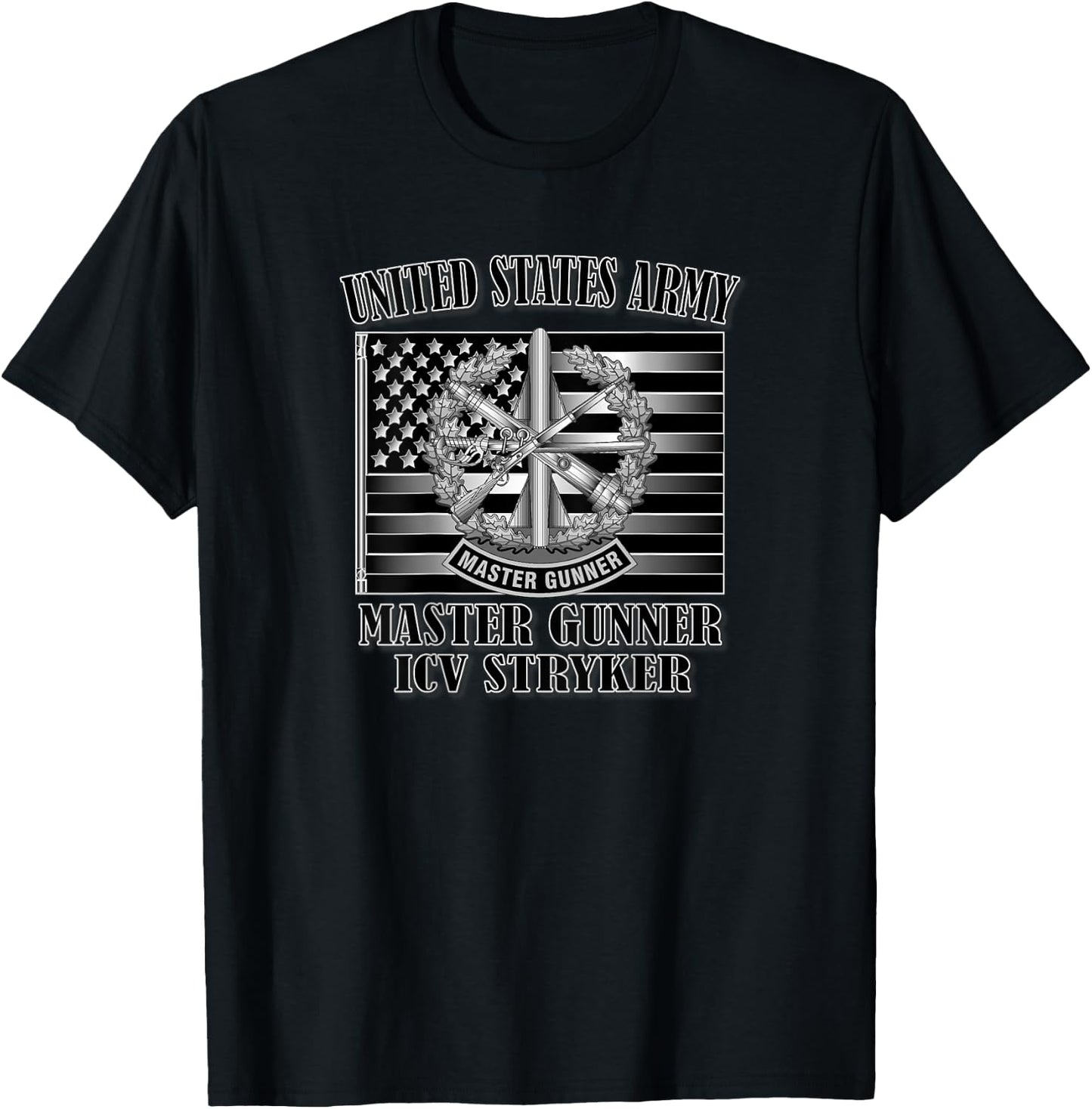Master Gunner- ICV Stryker (Back Design) T-Shirt - T-Shirt | Black
