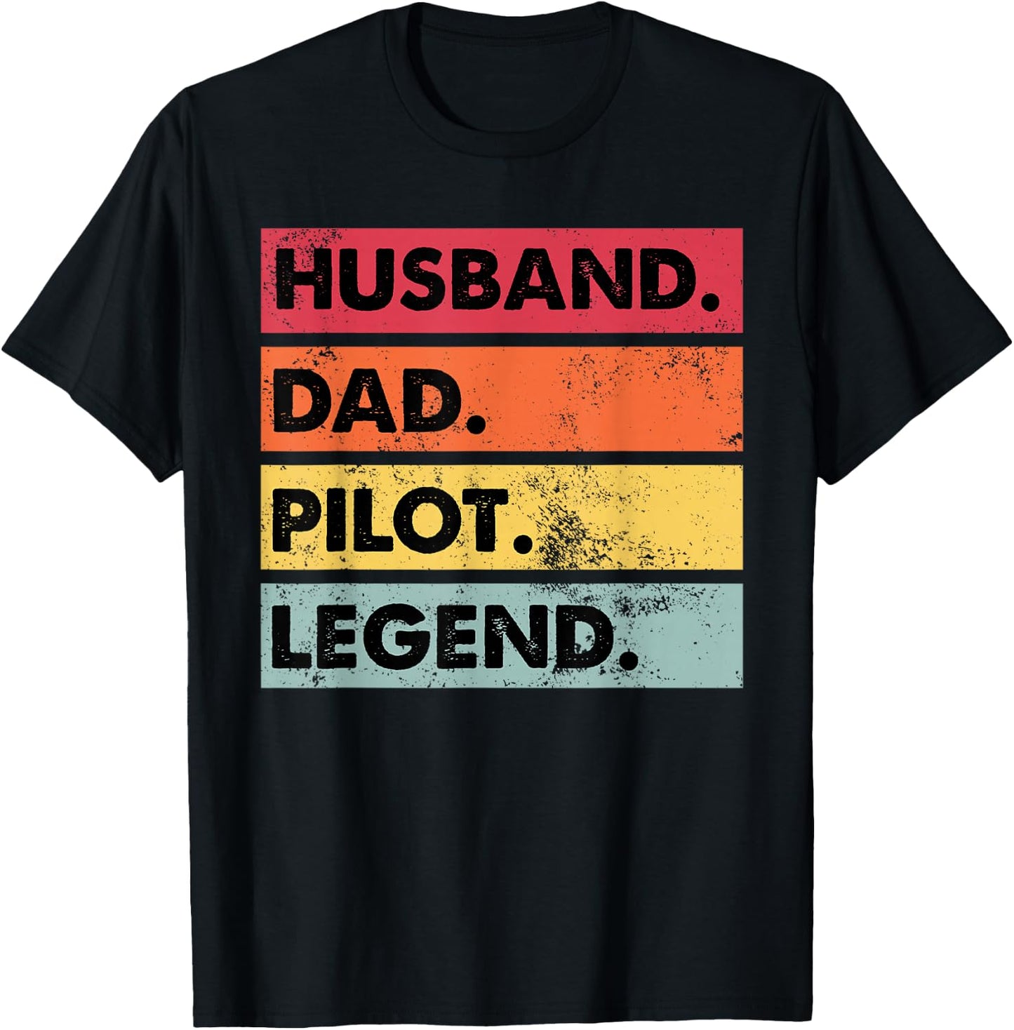 Husband Dad Pilot Legend Airplane Aviation Dad Father T-Shirt - T-Shirt | Black