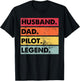 Husband Dad Pilot Legend Airplane Aviation Dad Father T-Shirt - T-Shirt | Black