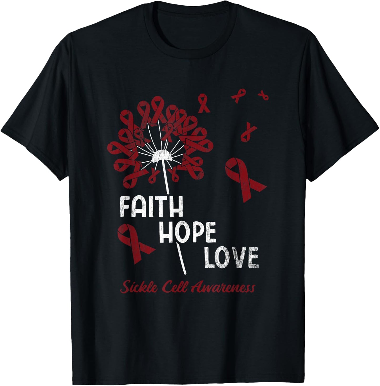 Faith Hope Love Sickle Cell Awareness T-Shirt - T-Shirt | Black