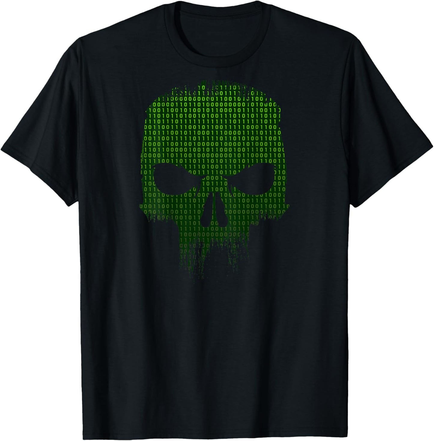 On Back Binary Code Skull Programmer Developer Tech Geek T-Shirt - T-Shirt | Black