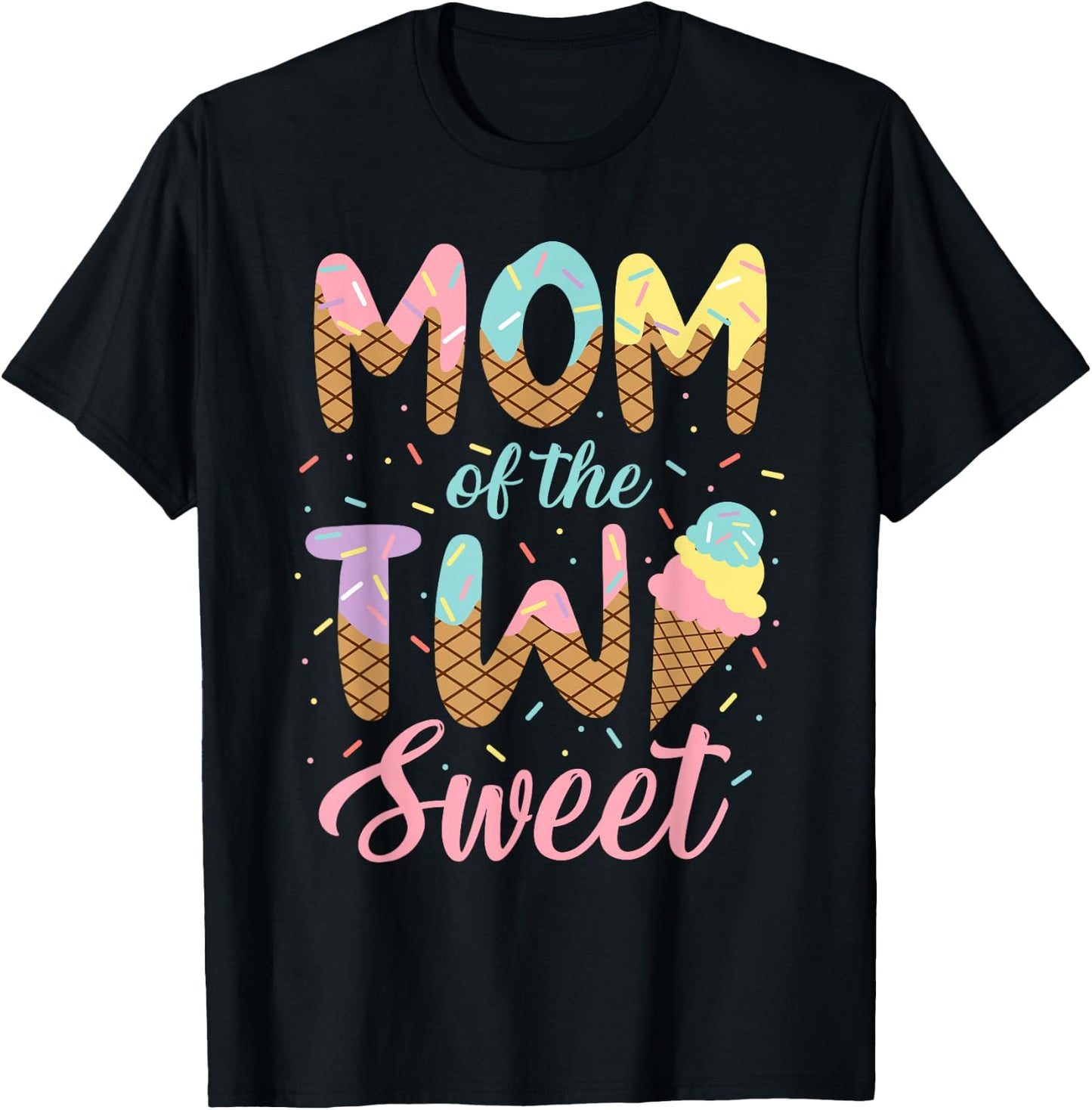 Mom of the Two Sweet Birthday Girl Ice Cream Lovers 2nd T-Shirt - T-Shirt | Black