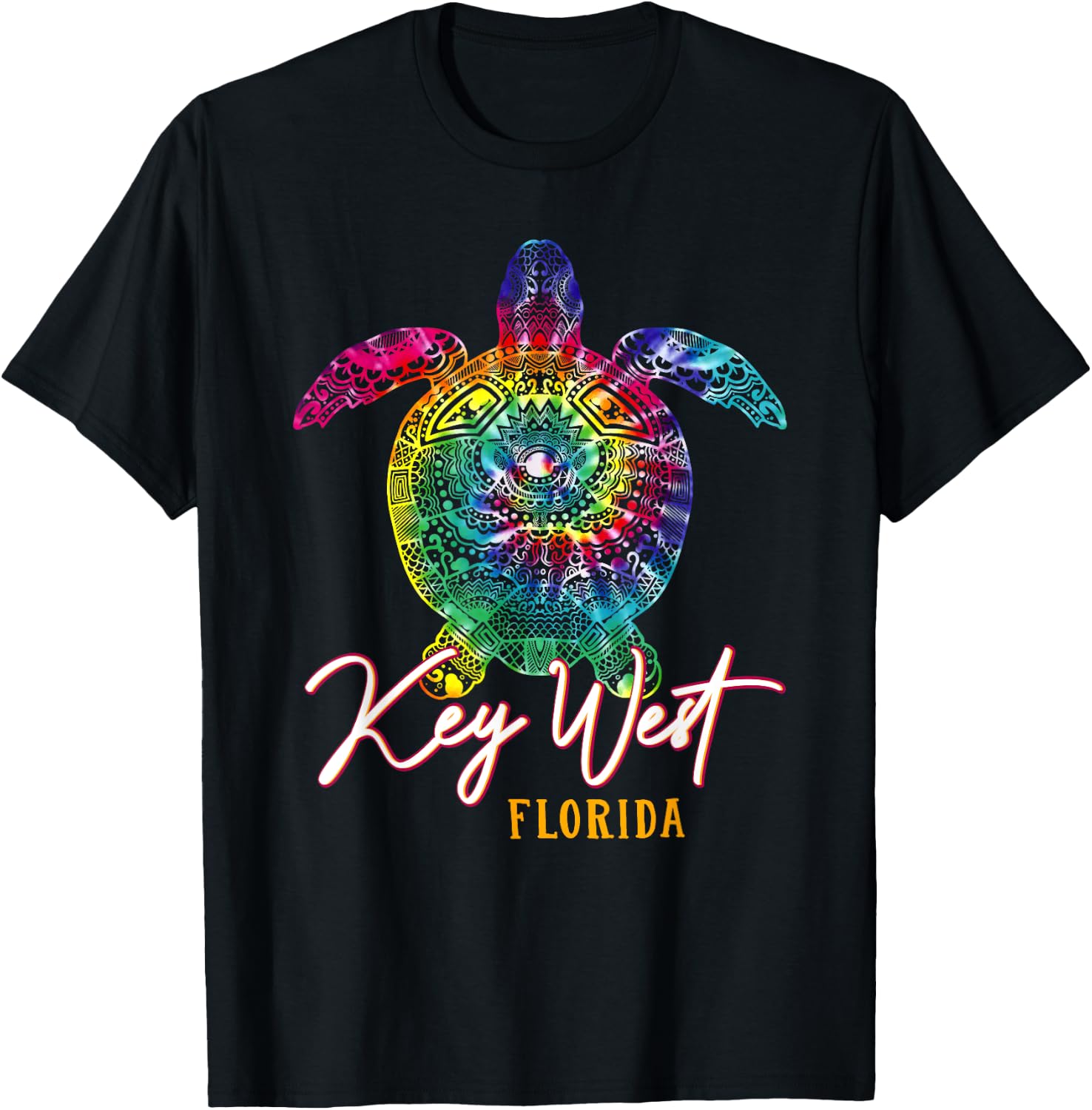 Key West Tie Dye Sea Turtle Florida Matching Family Vacation T-Shirt - T-Shirt | Black
