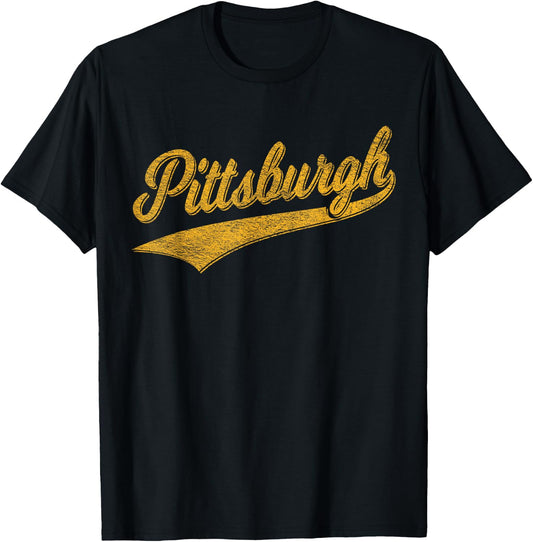 Pittsburgh Pennsylvania Varsity Script Jersey Style T-Shirt - T-Shirt | Black