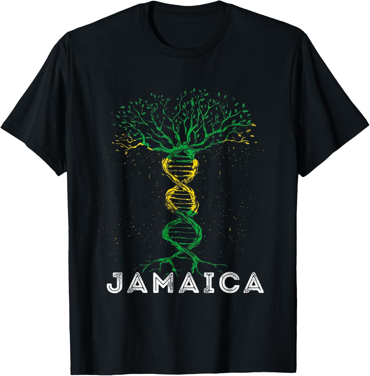 Jamaica Flag Tree Jamaican Roots Heritage Jamaican Pride T-Shirt - T-Shirt | Black
