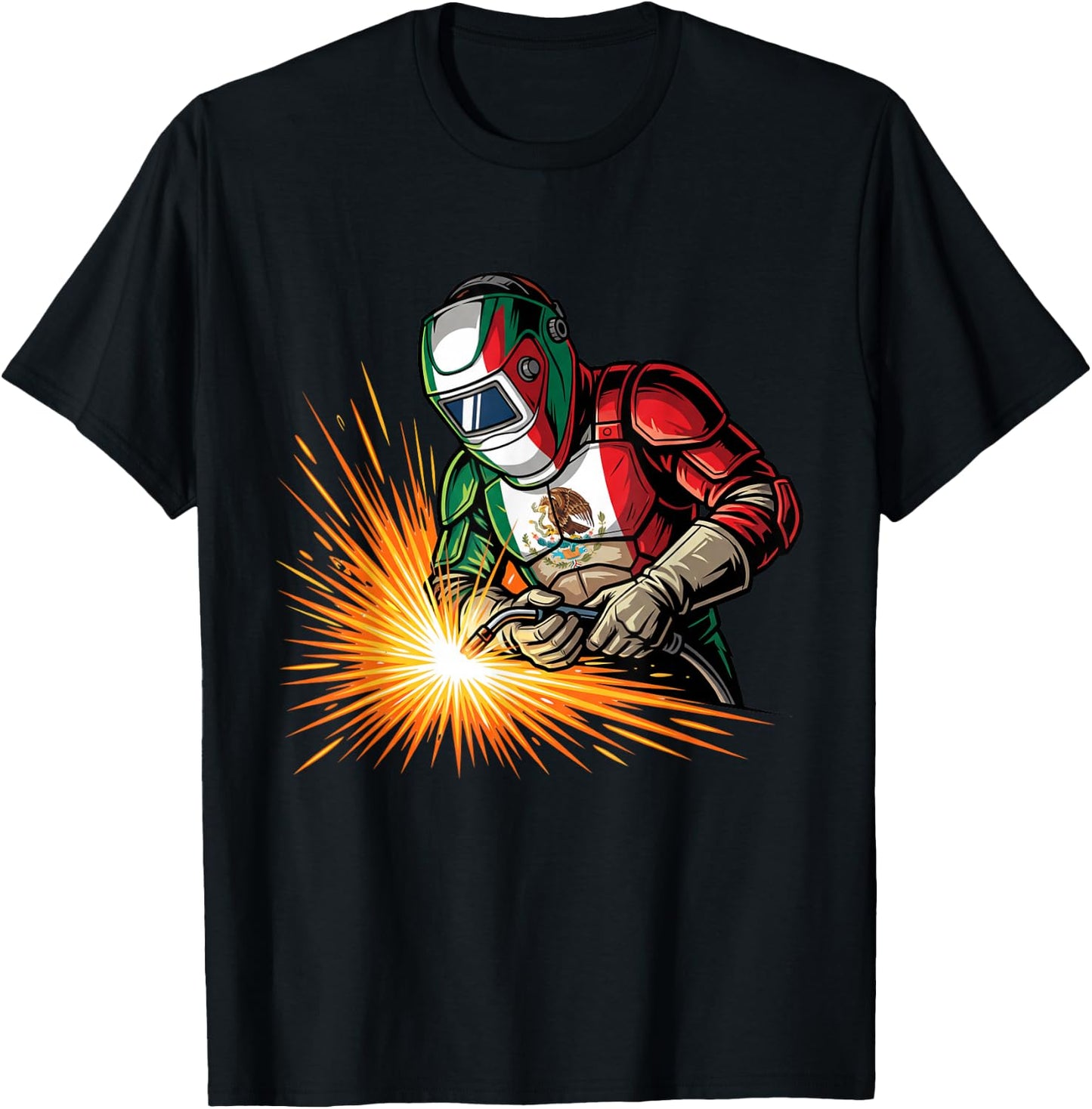 Mexican Welder and Mexico Flag T-Shirt - T-Shirt | Black
