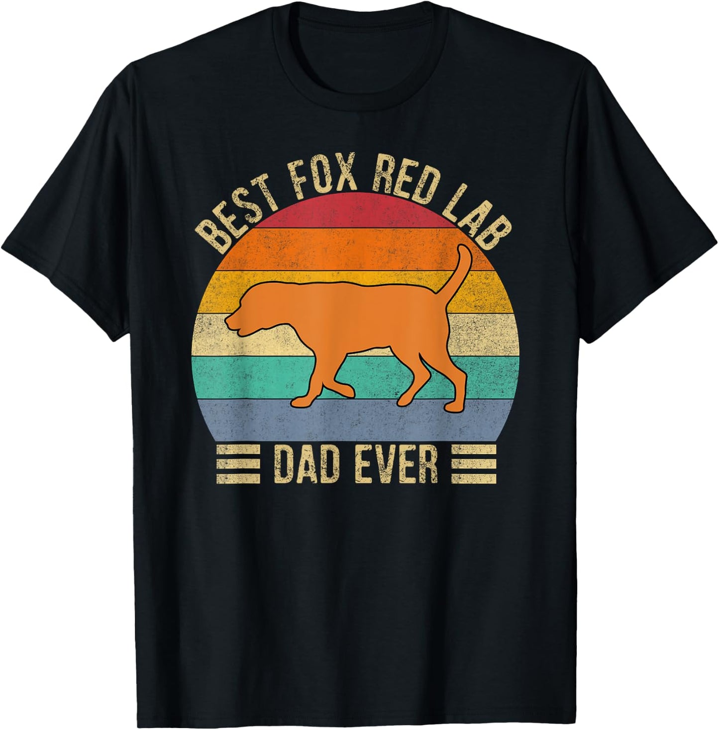 Best Fox Red Lab Dad Ever Labrador Retriever Vintage Retro T-Shirt - T-Shirt | Black
