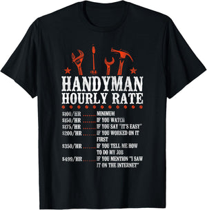 Funny Handyman HD0 Vintage Black , -Adults, Small, Short Sleeve, Classic Fit, , Polyester 100% T-Shirt - T-Shirt | Black