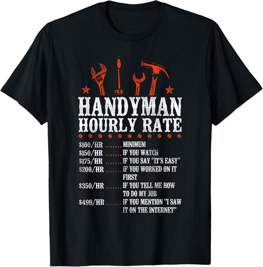 Funny Handyman HD0 Vintage Black , -Adults, Small, Short Sleeve, Classic Fit, , Polyester 100% T-Shirt - T-Shirt | Black