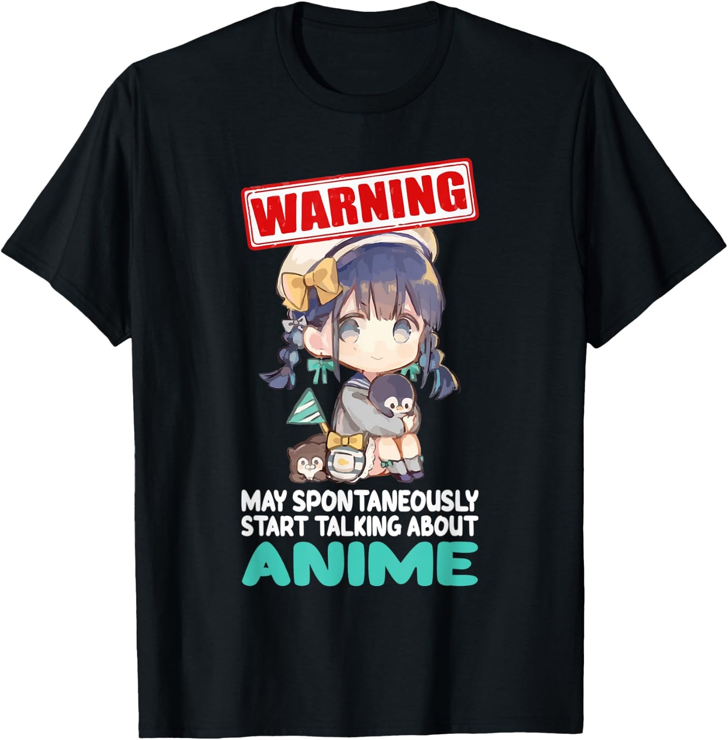 Warning May Spontaneously Start Talking About Anime Funny T-Shirt - T-Shirt | Black