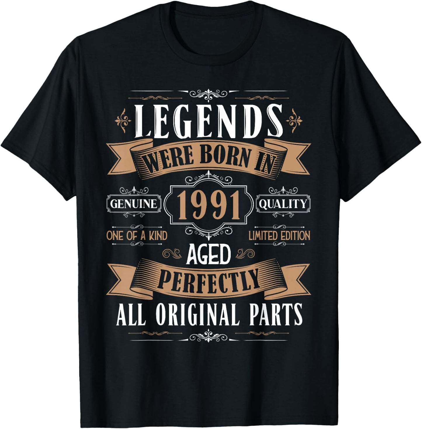 Legends Born in 1991 34th Birthday 34 Years Old Bday Men T-Shirt - T-Shirt | Black