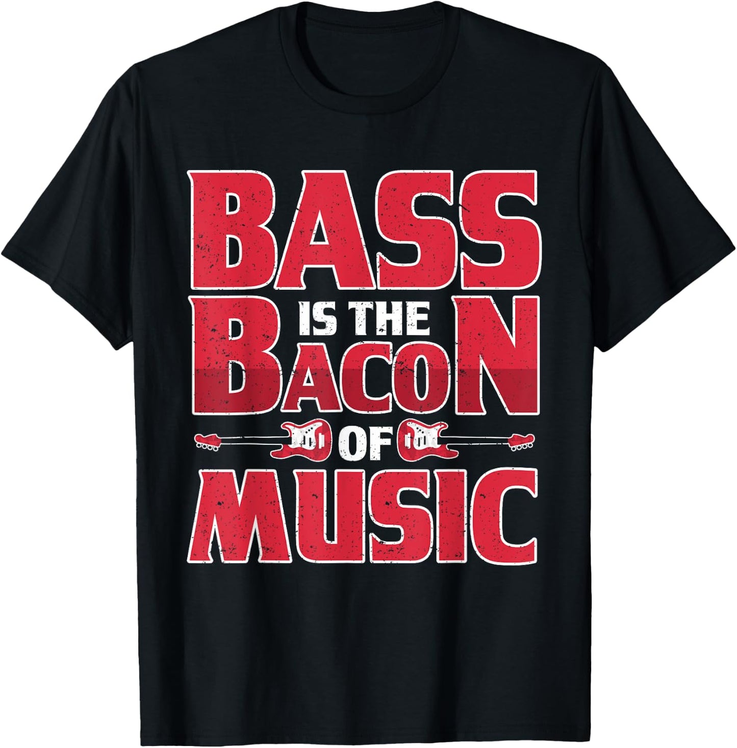 Vintage Bass Is The Bacon Of Music Retro Bass Guitar T-Shirt - T-Shirt | Black