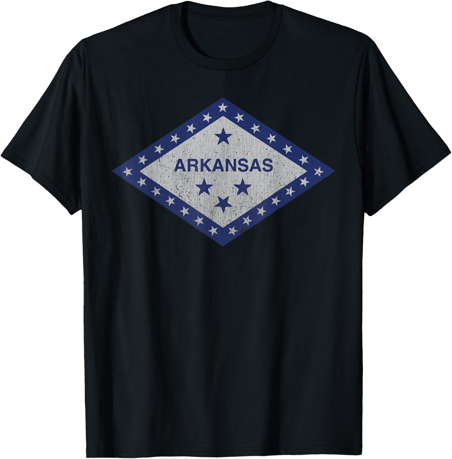 Distressed Stars Arkansas State Flag T-Shirt - T-Shirt | Black