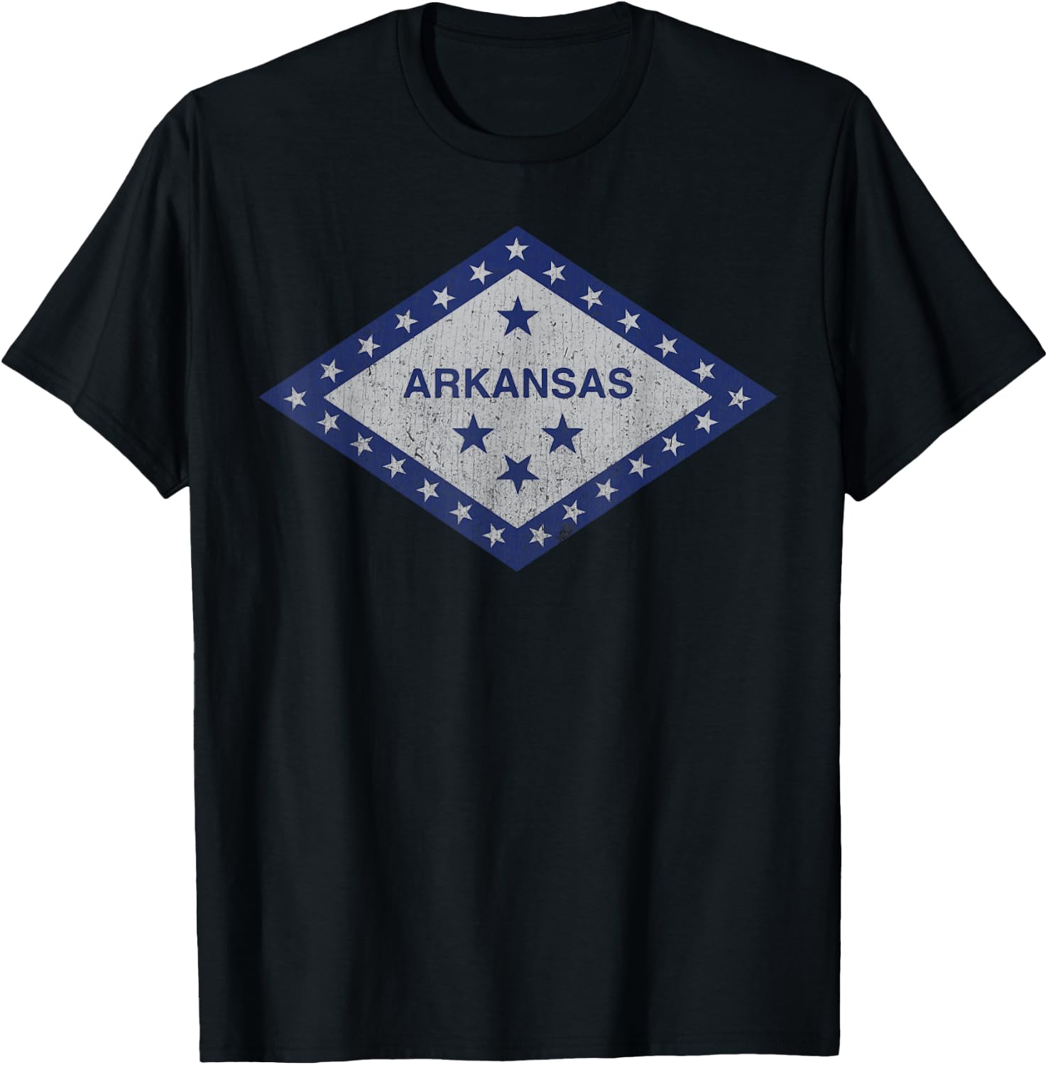 Distressed Stars Arkansas State Flag T-Shirt - T-Shirt | Black