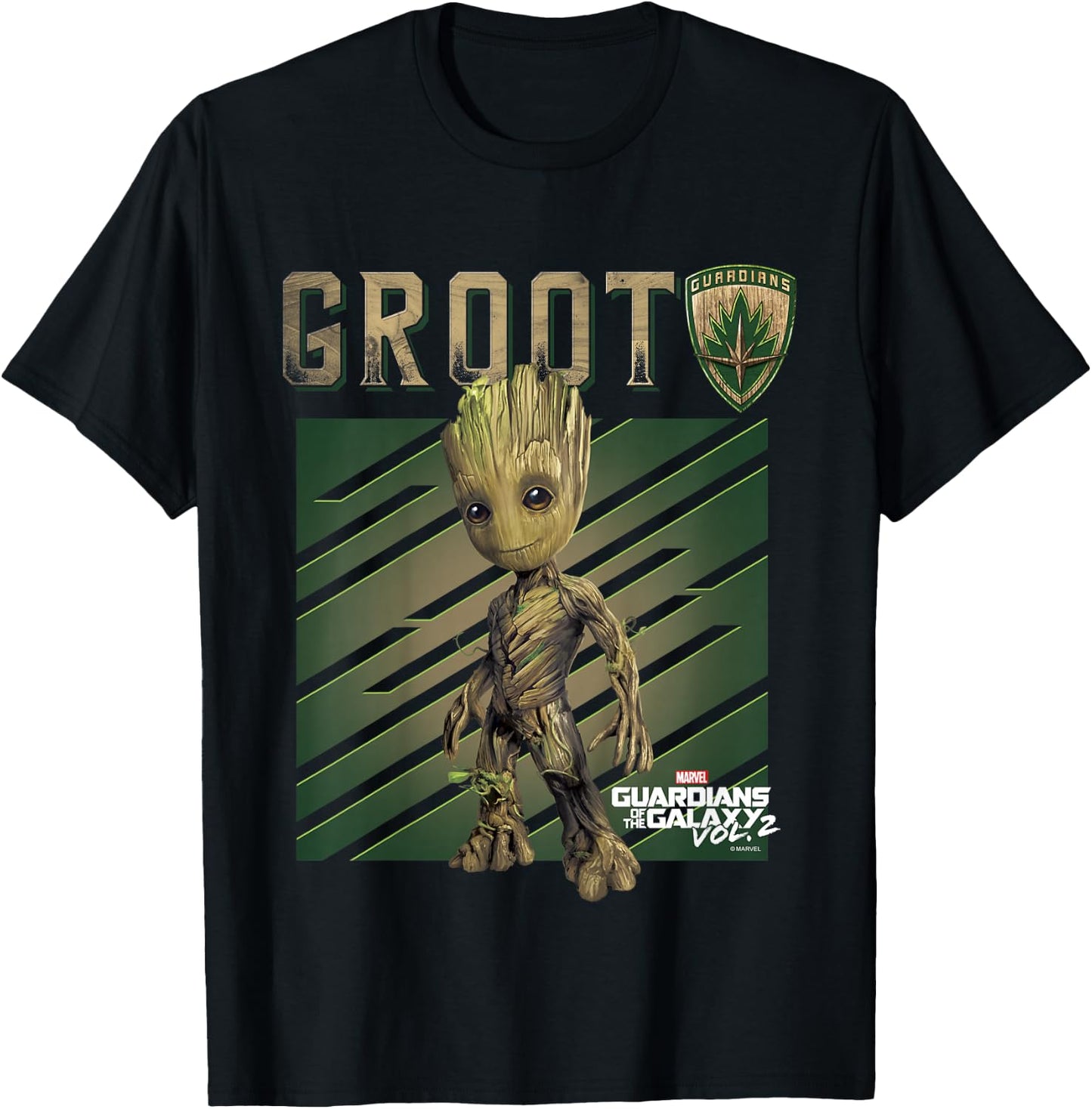Kids Marvel Guardians Vol. 2 Baby Groot Shield Kids T-Shirt - T-Shirt | Black