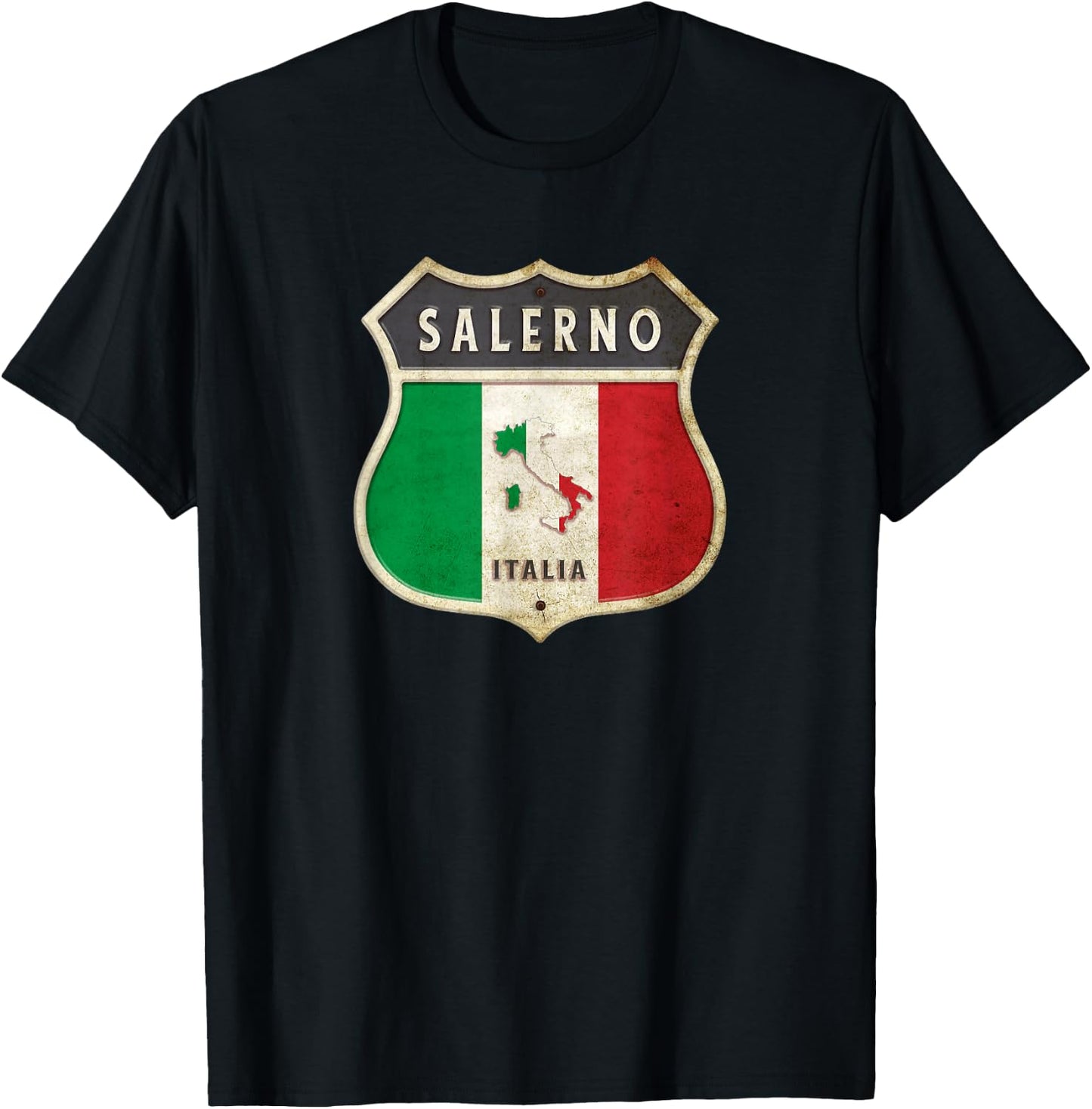 Salerno Italy coat of arms flags city T-Shirt - T-Shirt | Black