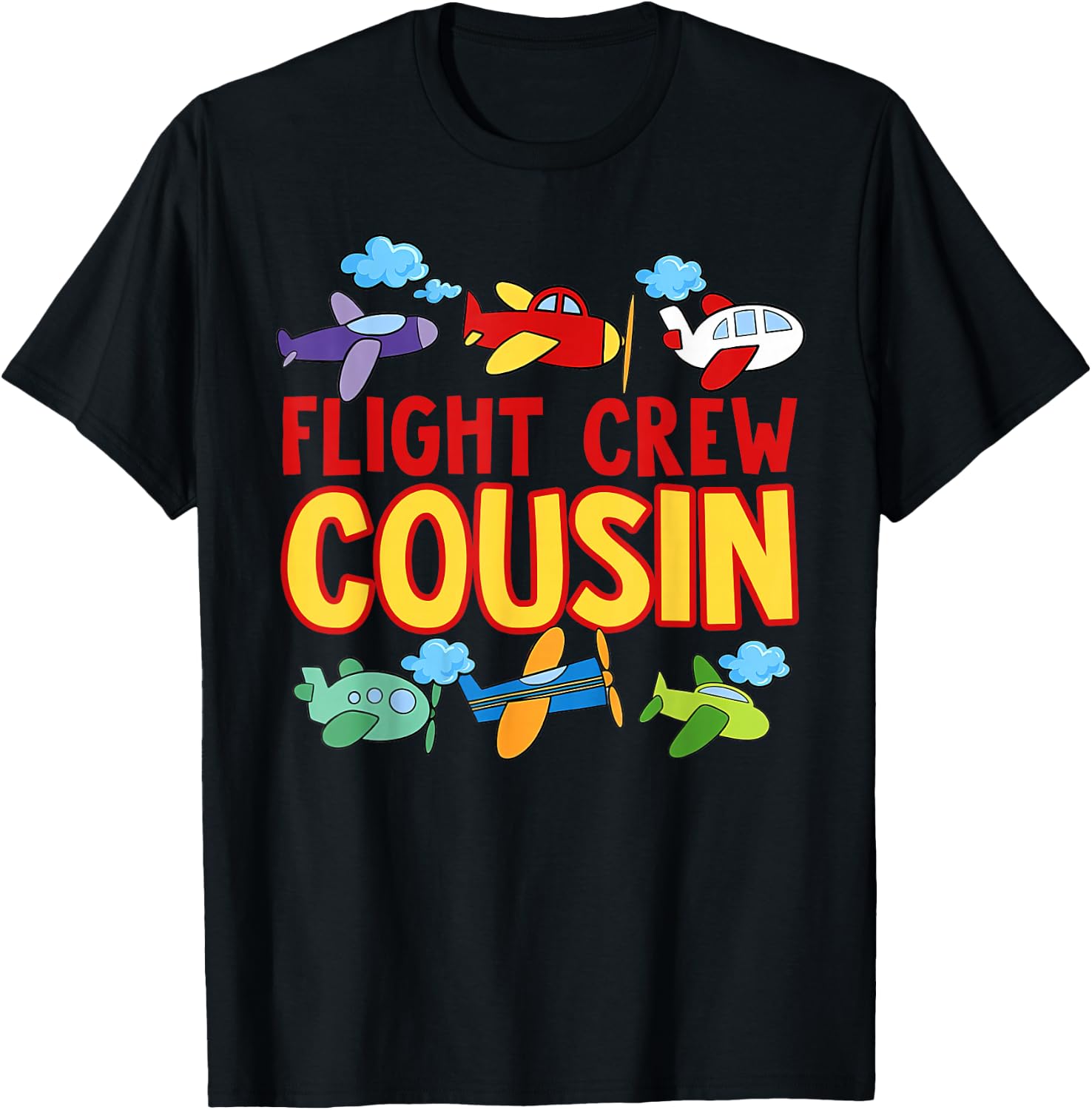 Flight Crew Cousin Airplane Shirt Cousin of The Birthday Boy T-Shirt - T-Shirt | Black