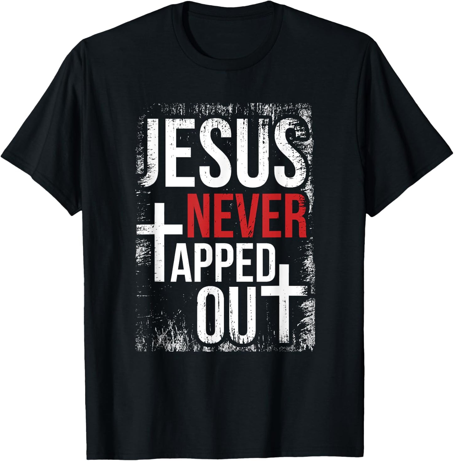 Jesus Never Tapped Out Christian Wrestling Faith Christian T-Shirt - T-Shirt | Black