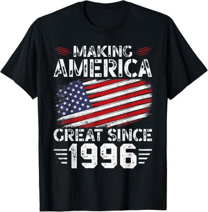 Making America Great Since 1996 American Flag Birthday Kids Men T-Shirt - T-Shirt | Black