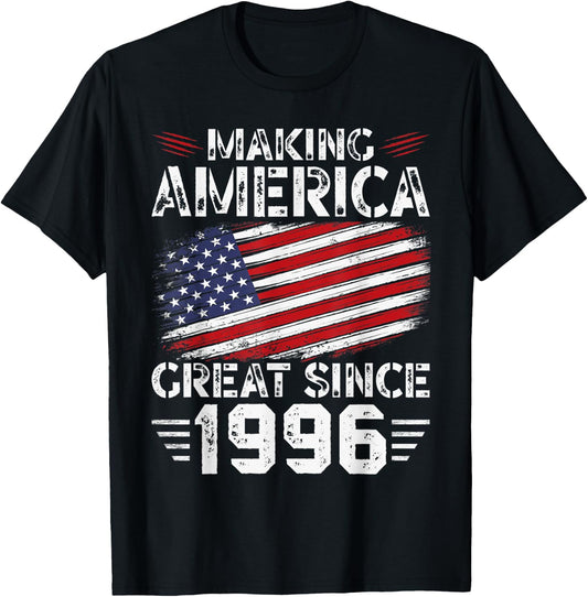 Making America Great Since 1996 American Flag Birthday Kids Men T-Shirt - T-Shirt | Black
