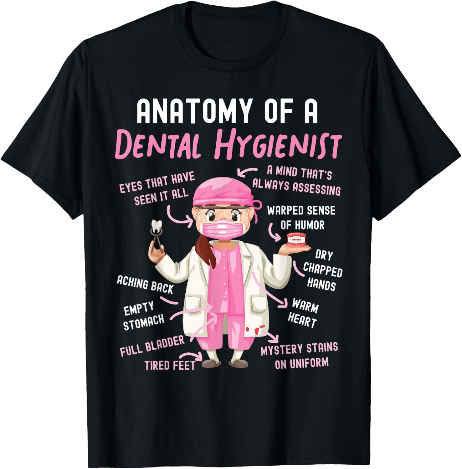 Dental Hygienist Anatomy T-Shirt - T-Shirt | Black