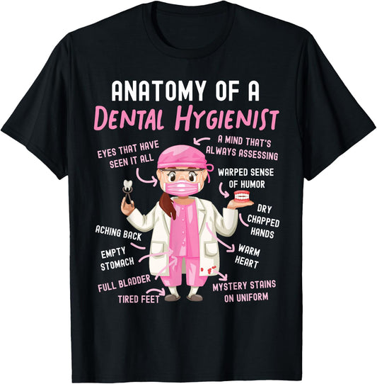 Dental Hygienist Anatomy T-Shirt - T-Shirt | Black