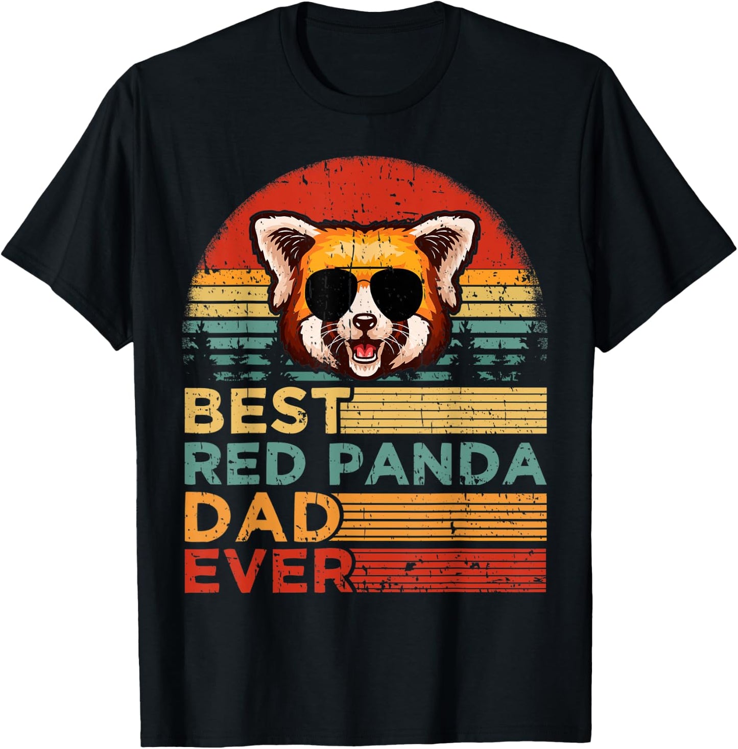 Vintage Best Red Panda Dad Ever Funny Red Panda Father's Day T-Shirt - T-Shirt | Black