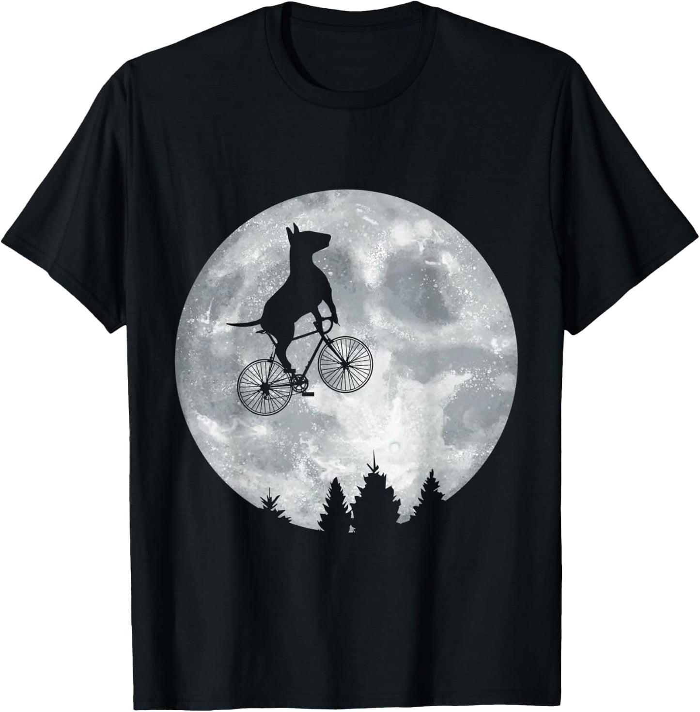 BULL TERRIER Riding Moon Bike Halloween Lunar Cycling T-Shirt - T-Shirt | Black