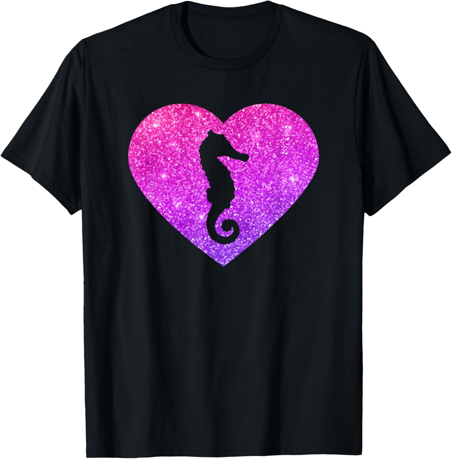 Cute Seahorse Heart Gift Girls Teens And Women T-Shirt - T-Shirt | Black