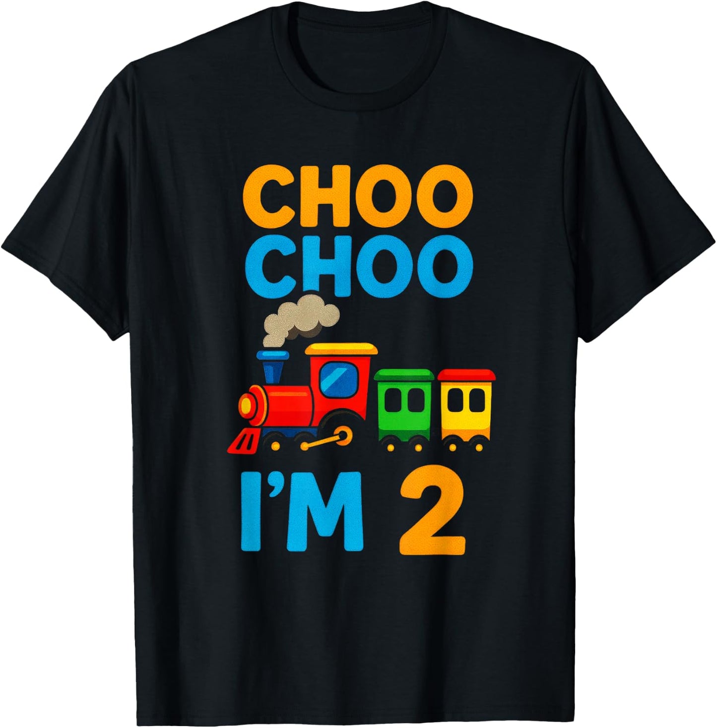 Choo Choo I'm 2 - Train Birthday T-Shirt - T-Shirt | Black